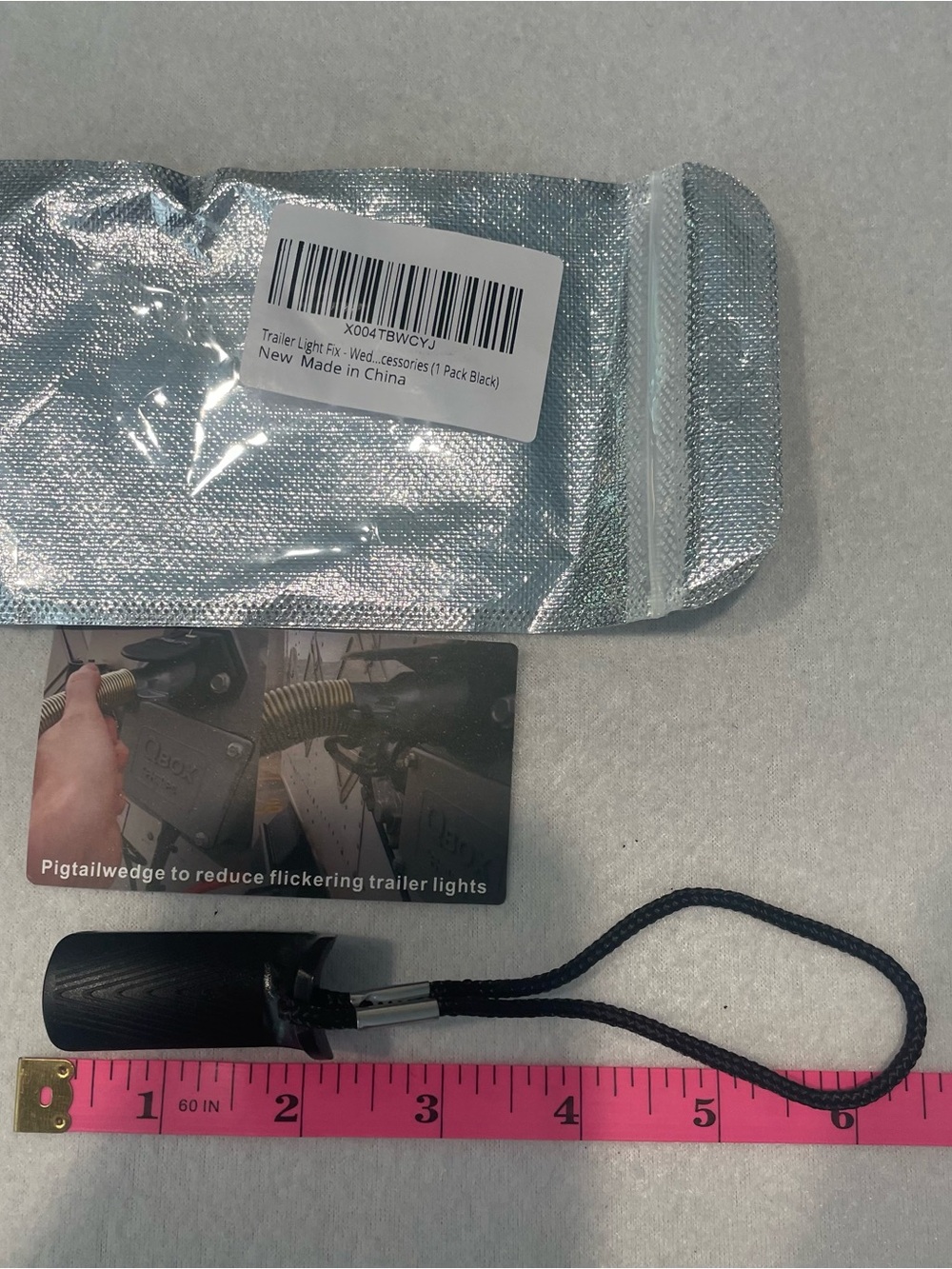 Black Pigtail Wedge Trailer Light Adapter with wristlet